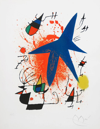Umělecký tisk Modrá hvězda, 1972, Joan Miró, 60 × 80 cm