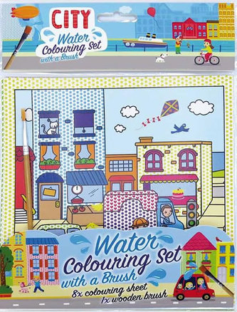 Vodové omalovánky se štětcem Město