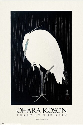 Plakát, Obraz - Ohara Koson - Egret in the Rain, 61 × 91.5 cm