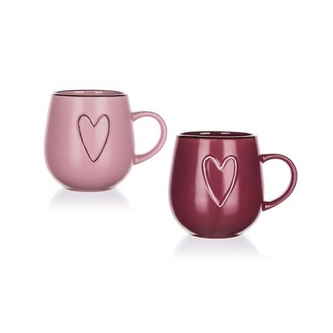 Hrnek keramika 500ml  HEART bordó