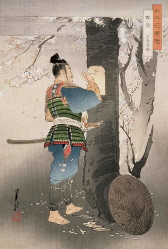 Obrazová reprodukce Kojima Takanori Writing a Poem on a Cherry Tree,, Ogata Gekko, 26.7 × 40 cm