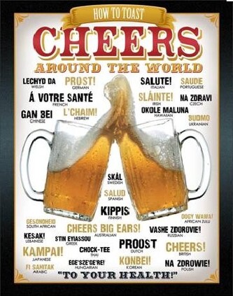 Plechová cedule PIVO - Cheers Around The World, 31.5 × 40 cm