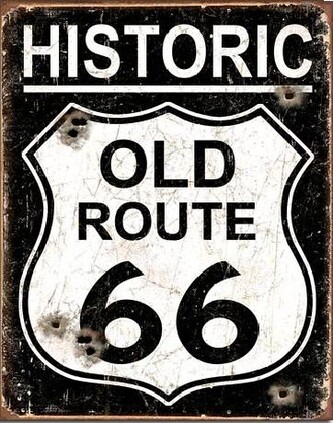 Plechová cedule OLD ROUTE 66 - Weathered, 31.5 × 40 cm