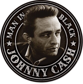 Plechová cedule Johnny Cash - Man in Black Round, 30 × 30 cm