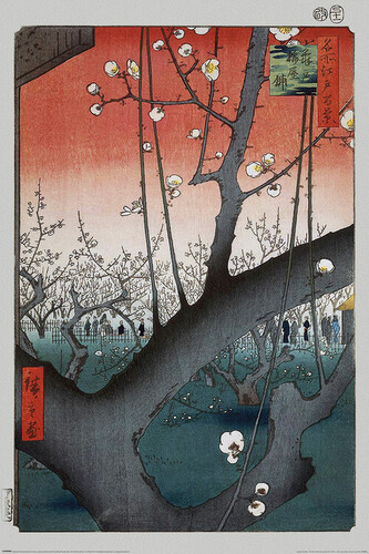 Plakát, Obraz - Hiroshige - Plum Orchard near Kameido Shrine, 61 × 91.5 cm
