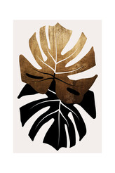 Plakát, Obraz - Kubistika - Duet of monsteras, 40 × 60 cm