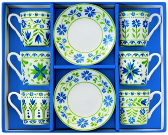 Porcelánové šálky a podšálky na kávu Flowers Garden