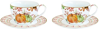 Porcelánové šálky a podšálky Harvest