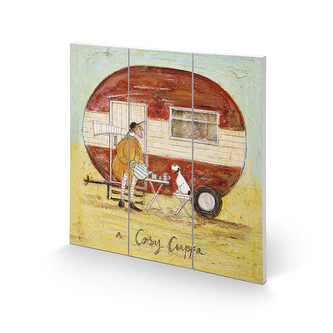 Dřevěný obraz Sam Toft - A Cosy Cuppa, 30 × 30 cm