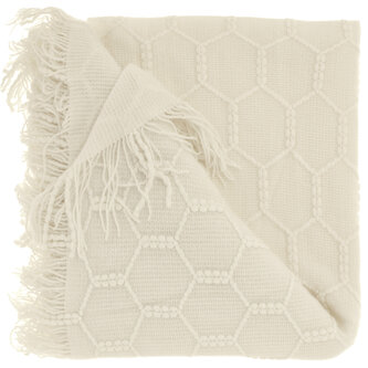 Hřejivý pléd s třásněmi Fee v holubí bílé