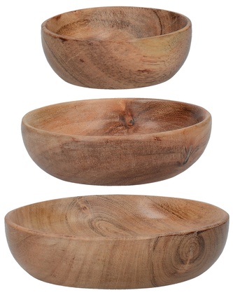 Sada tří dřevěných misek