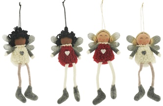 Set čtyř látkových andělů na pověšení