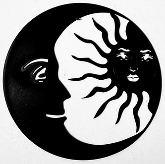 Dřevěný obraz Slunce a Měsíc