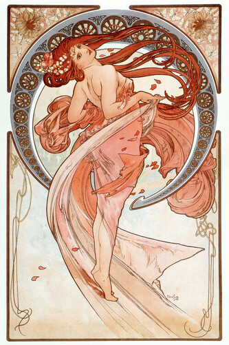 Obrazová reprodukce La danse Lithographs series, Alfons Mucha, 26.7 × 40 cm