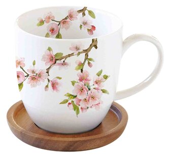 Porcelánový hrnek a tácek Sakura