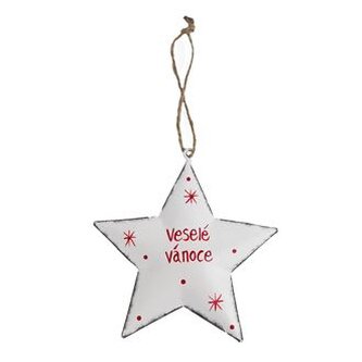 Hvězda k zavěšení VESELÉ VÁNOCE K3776-01