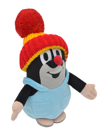 Krtek 20 cm, kalhotky, kulich červeno-žlutý, plyšová hračka