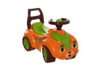 Odrážedlo auto plast oranžovo-zelené 29x36x62cm v sáčku od 12 do 35 měsíců