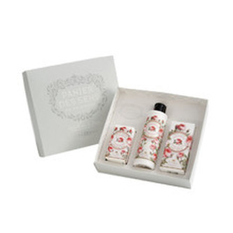 Panier Des Sens Růže Dárková sada ( tělové mléko, krém na ruce a tuhé mýdlo ) 150. ml pro ženy