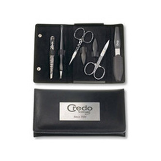 Solingen Manikúry Luxurious Manicure Set Zebra 5 - Luxusní 5 dílná manikúra v koženém pouzdře pro ženy