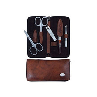 Solingen Manikúry Luxurious Manicure Set Rodriguez - Luxusní 5 dílná manikúra v hnědém koženém pouzdře pro ženy