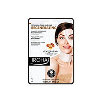 Iroha Regenerating 100% Cotton Face & Neck Mask - Intenzivní regenerační maska na obličej a krk s arganovým a hyaluronovým sérem 30 ml pro ženy