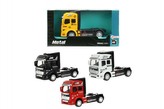 Auto nákladní kamion tahač kov 10cm na zpětné natažení 4 barvy v krabičce 18x9x6cm