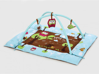 Hrací deka s mantinelem a hrazdou Sova modrá