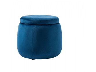 Úložný taburet kulatý Velvet Blue