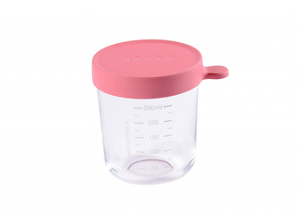Kelímek na jídlo skleněný 250ml tmavě růžový