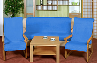 Souprava Korall micro 3+1+1 - modrá - 1x150x200+2x65x150 cm Souprava Korall micro 3+1+1 - modrá - 1x150x200+2x65x150 cm