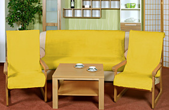Souprava Korall micro 3+1+1 - sytě žlutá - 1x150x200+2x65x150 cm