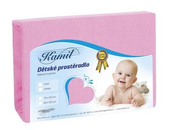 Dětské froté prostěradlo - růžová - 70x140 cm