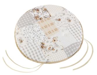 Sedák EMA kulatý hladký - béžovošedý patchwork - průměr 40 cm