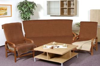 Souprava KIRA  PLUS 3+1+1 - světle béžová/hnědá - 1x 150x200 + 2x 65x150 cm