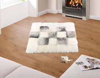 Evropské merino koberec šachovnice - přírodní - 100 x 100 cm