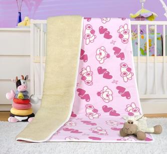 Evropské merino deka dětská bílá s růžovým povrchem - deka medvídek růžový - 100x150 cm Evropské merino deka dětská bílá s růžovým povrchem - deka medvídek růžový - 100x150 cm