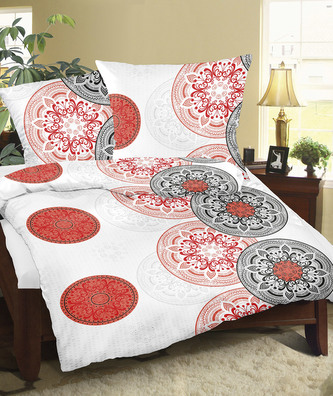 Povlečení krepové - mandela červená - 140x200,70x90 cm