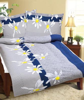 Povlečení krepové - modrá kopretina - 140x200,70x90 cm