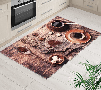 Koberec - běhoun 3D tisk - káva - šíře 80 cm , délka 120 cm