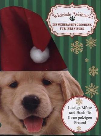 Wedelnde Weihnacht - ein Weihnachtsgeschenk für Ihren Hund, mit Weihnachtsmütze