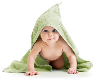 Froté osuška s kapuckou - světle zelená - 80x80 cm