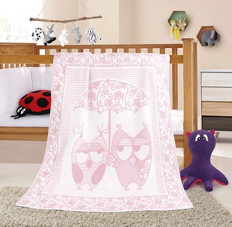 NELA dětská deka - sova růžová - 100x140 cm