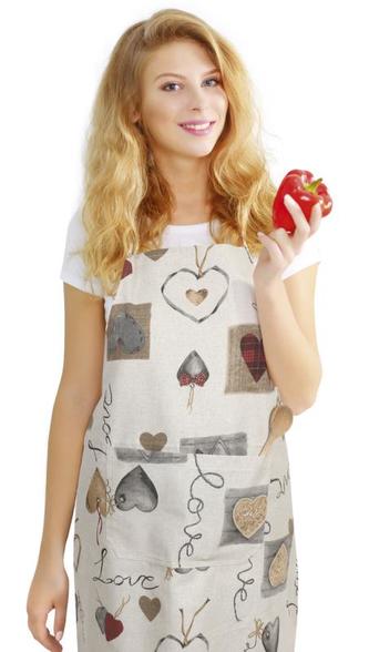 Kuchyňská zástěra IVO - zavěšená srdce - zástěra 67x84 cm