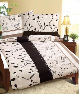 Povlečení bavlněné - béžový kvítek - 140x200, 70x90