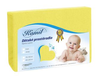 Dětské froté prostěradlo - žlutá - 70x140 cm