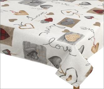 Ubrus IVO - zavěšená srdce na režné - 100x100 cm