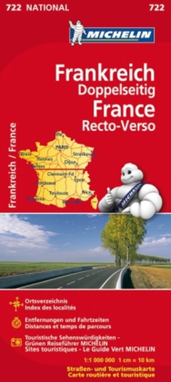 Michelin Karte Frankreich, doppelseitig. France, recto-verso