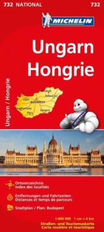 Michelin Karte Ungarn. Hongrie