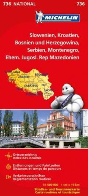 Michelin Karte Slowenien, Kroatien, Bosnien und Herzegowina, Serbien, Montenegro, Ehem. Jugosl. Rep. Mazedonien